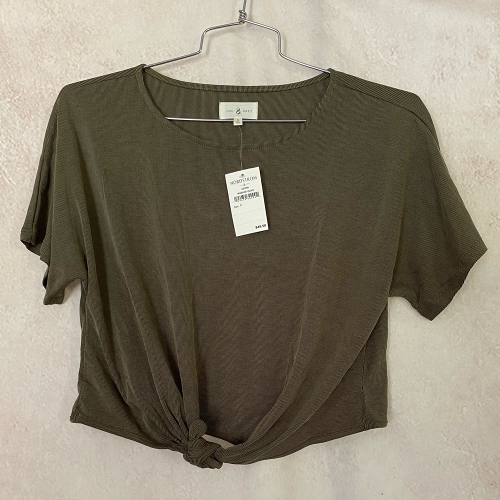 Lou & Grey Green Crop Tie Front T-Shirt